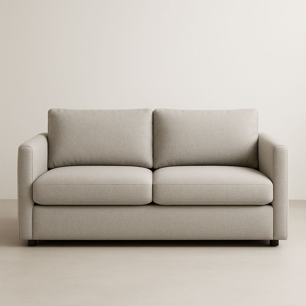 Kaksipaikkainen vaaleanharmaa kangassohva-Pureauroravital