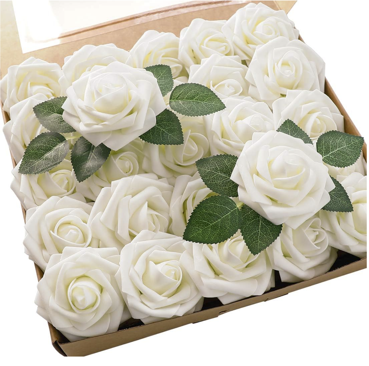 50PCS White Rose