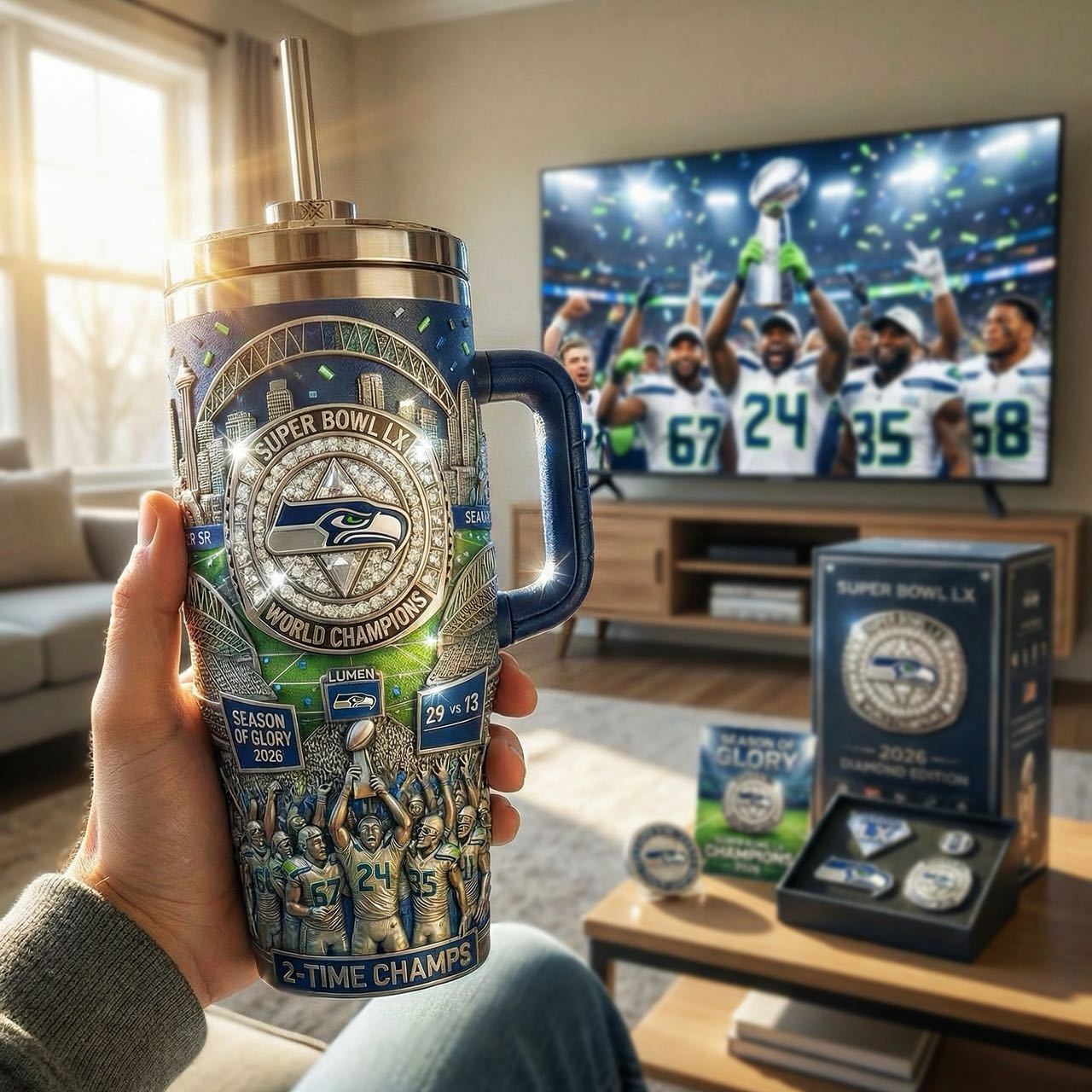 🏆 Diamond Season LX Champions Stanley Tumbler 🏈