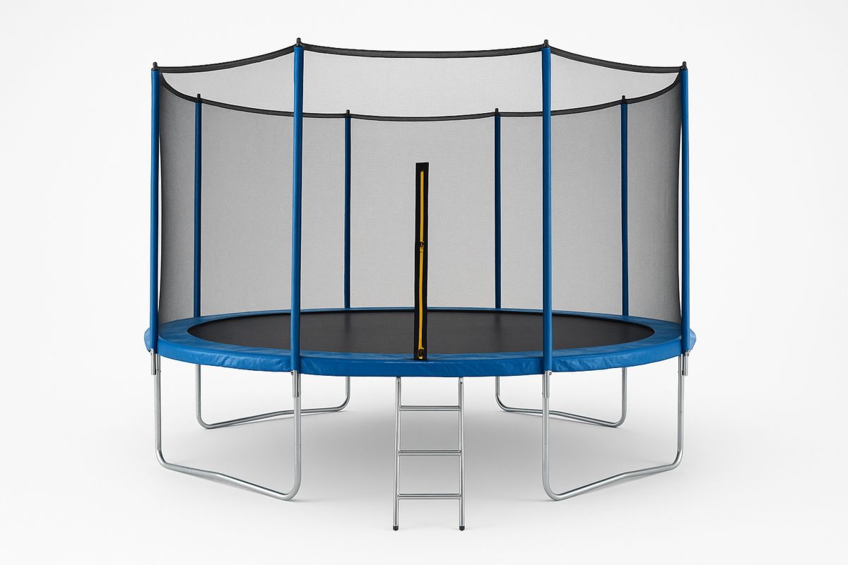 Lasten trampoliini turvaverkolla 244 cm sininen teräs-Jardineterna
