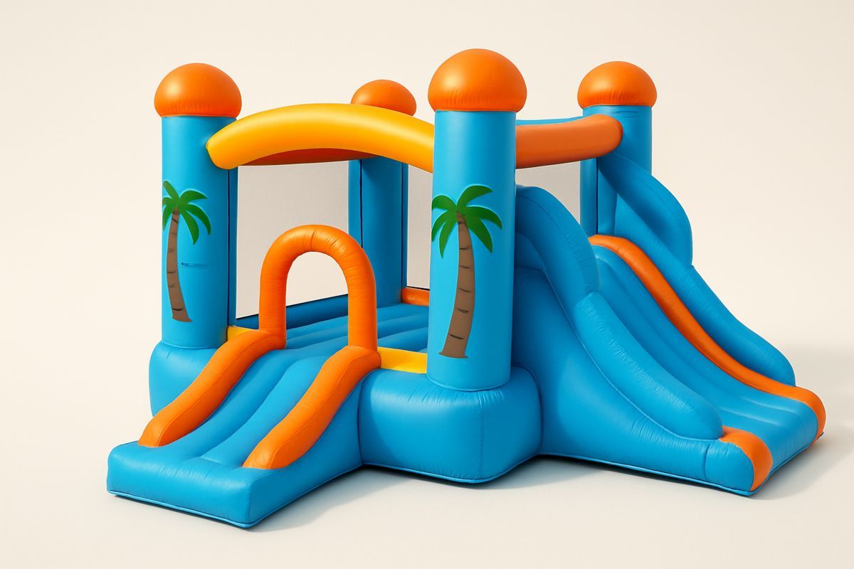 Lasten PVC-puhallettava linna liukumäellä, Sininen/Oranssi-Jardineterna