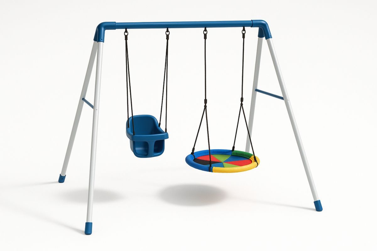 Kahden Istuimen Lasten Keinu Teräs Sininen Monivärinen-Jardineterna