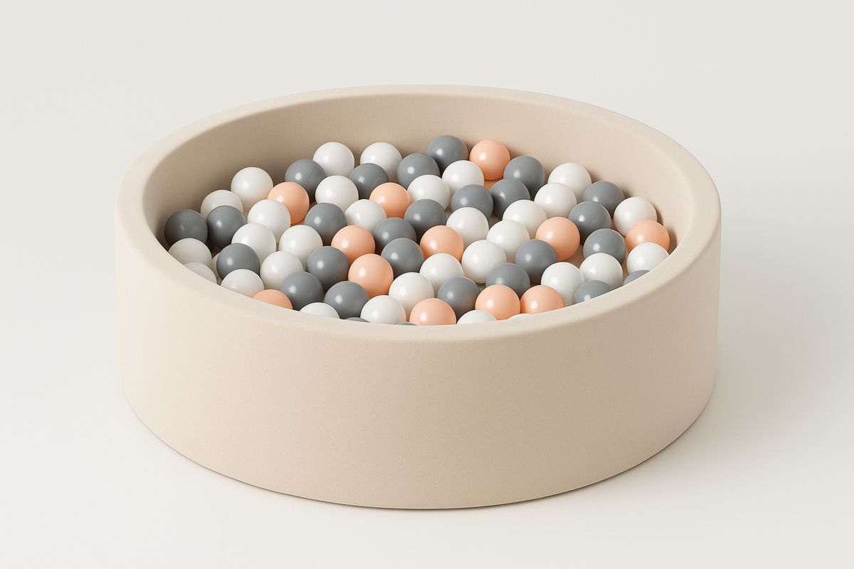 Pyöreä lasten pallomeri polyesterikangas vaaleanharmaa/valkoinen/peachi-Jardineterna