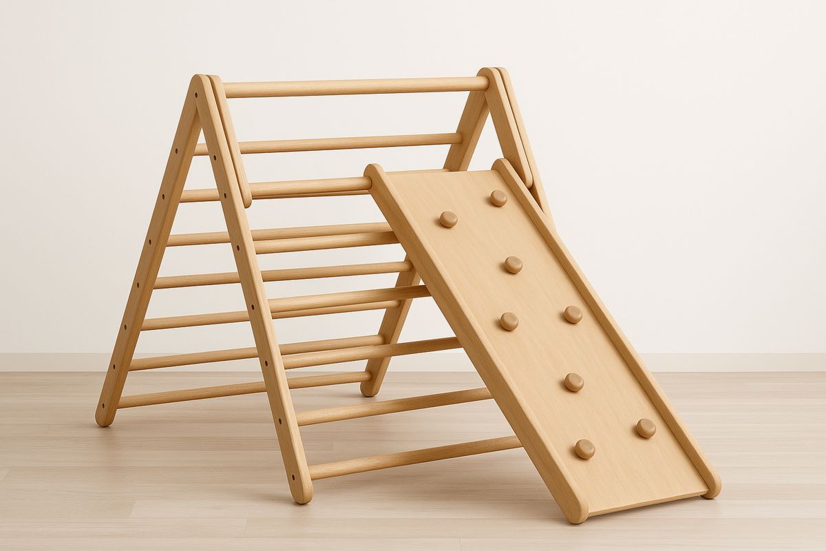 Puinen lasten kiipeilyteline ja liukumäki, pyökkiä-Jardineterna