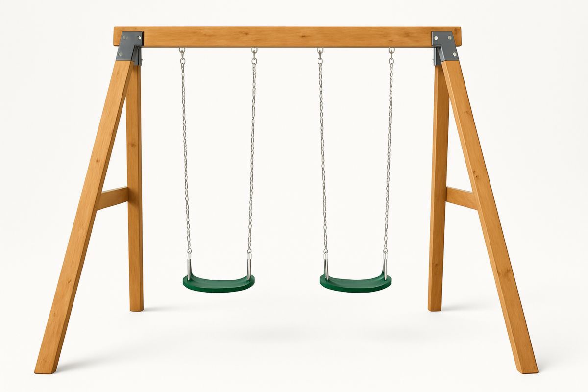 Kaksinkertainen puinen keinu galvanoiduilla ketjuilla-Jardineterna