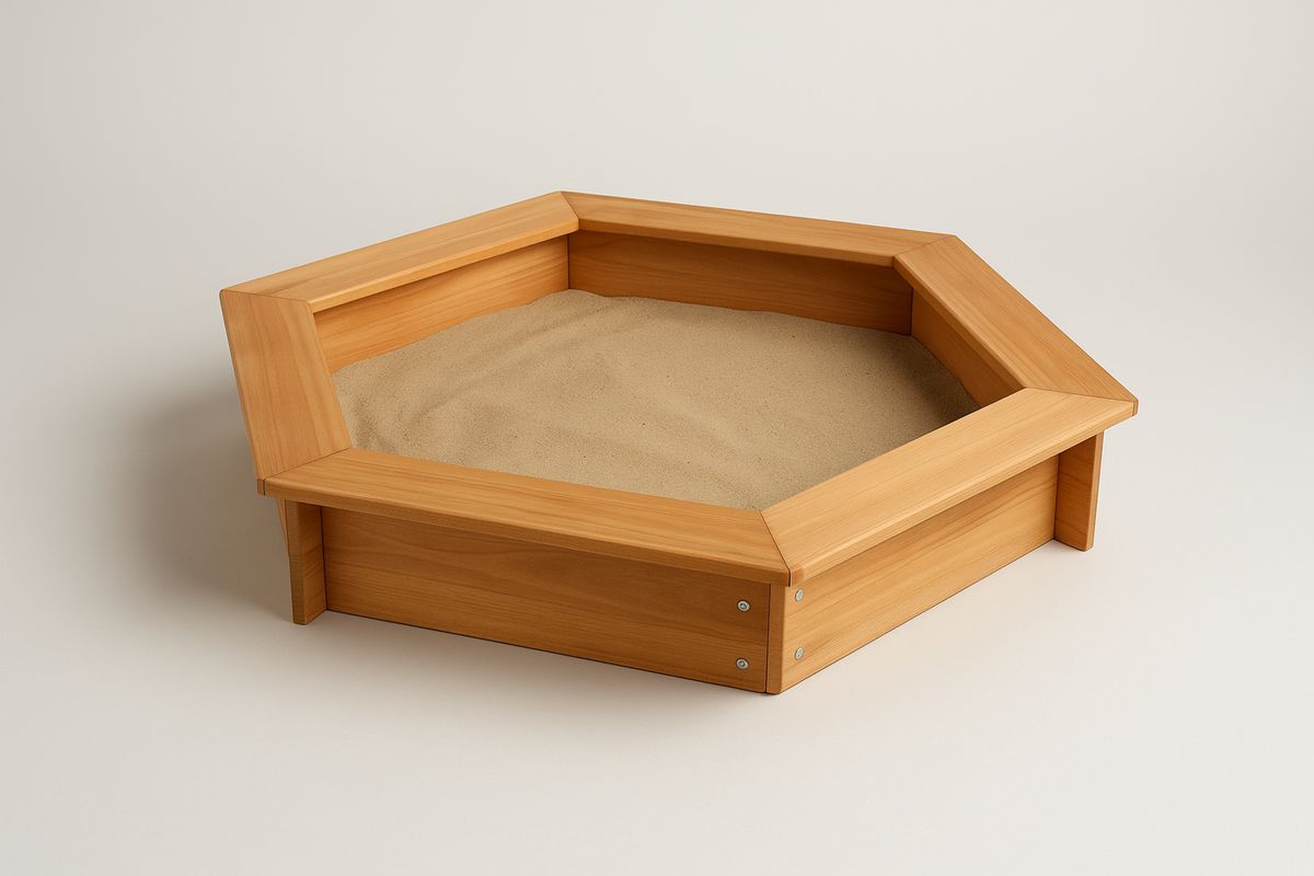 Kuusikulmainen mäntypuinen hiekkalaatikko 120 cm-Jardineterna