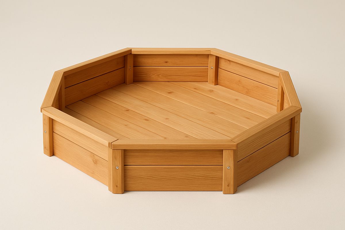 Lasten hiekka-allas kahdeksankulmainen, lehtikuusi, 2–8-vuotiaille-Jardineterna