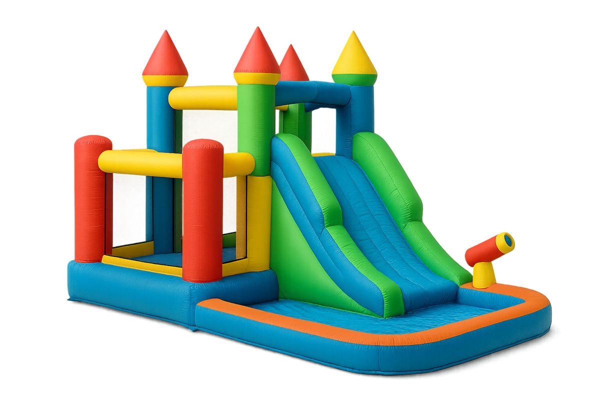 PVC Lasten Pomppulinna ja Liukumäki Monivärinen 400x300x250 cm-Jardineterna