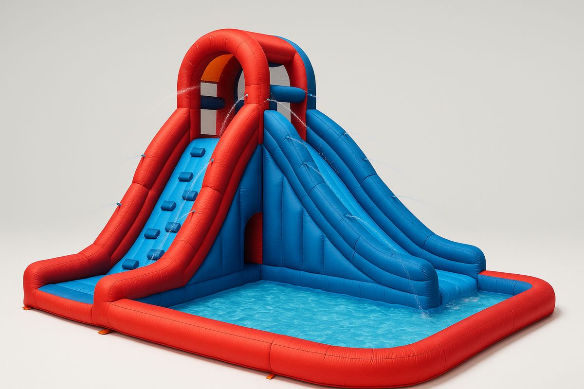 Lasten vesiliukumäki, 2 liukumäkeä, PVC, vesitoiminto, yli 3-vuotiaille-Jardineterna