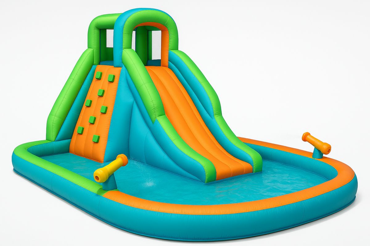 Lasten ilmatäytteinen vesiliukumäki vesialtaalla ja suihkulla, PVC, 3–10-vuotiaille-Jardineterna