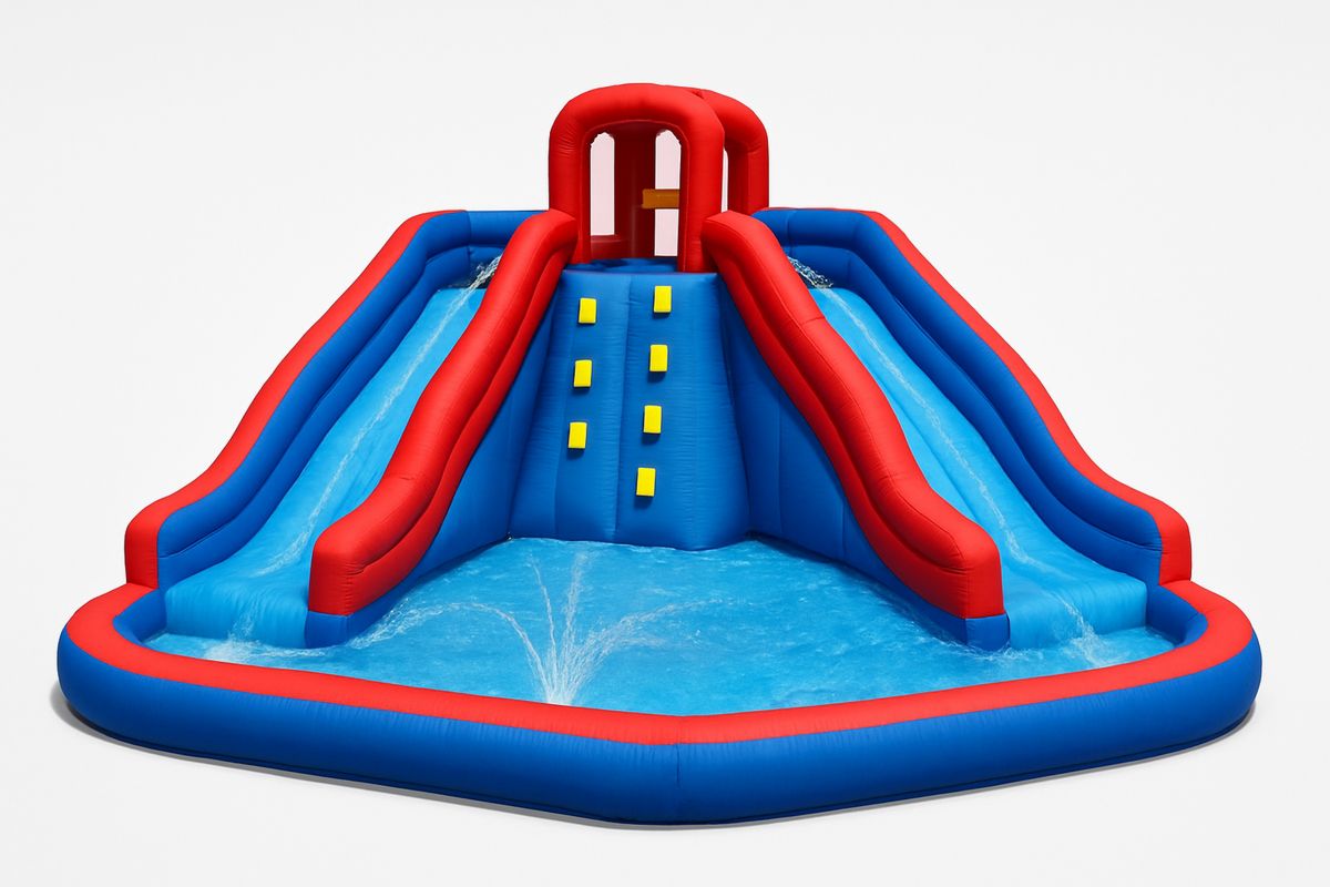 Puhallettava vesiliukumäki lapsille PVC sininen/punainen-Jardineterna