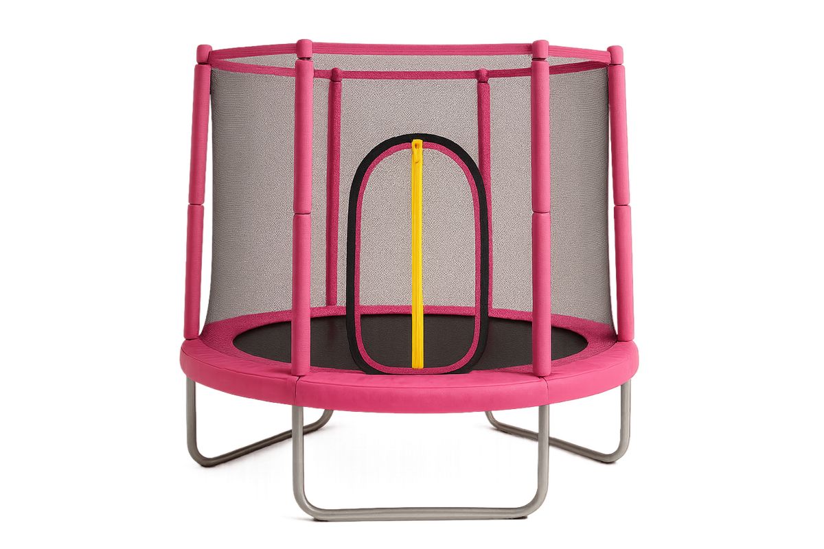 Lasten Trampoliini Verkolla Galvanoitua Terästä Vaaleanpunainen Ø150 cm-Jardineterna