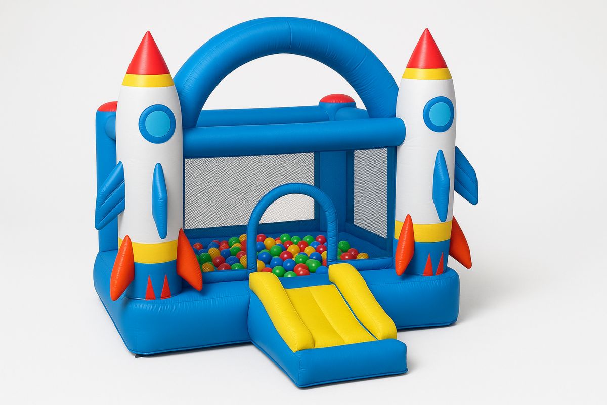 PVC Ilmatäytteinen Raketti Leikkialue Sininen 230x215x200 cm-Jardineterna