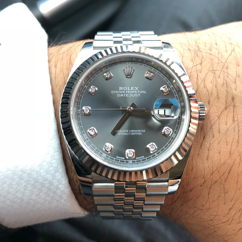 Rolthtex DateJust 41 Rhodium Diamond Dial 126334 Steel & 18k White Gold