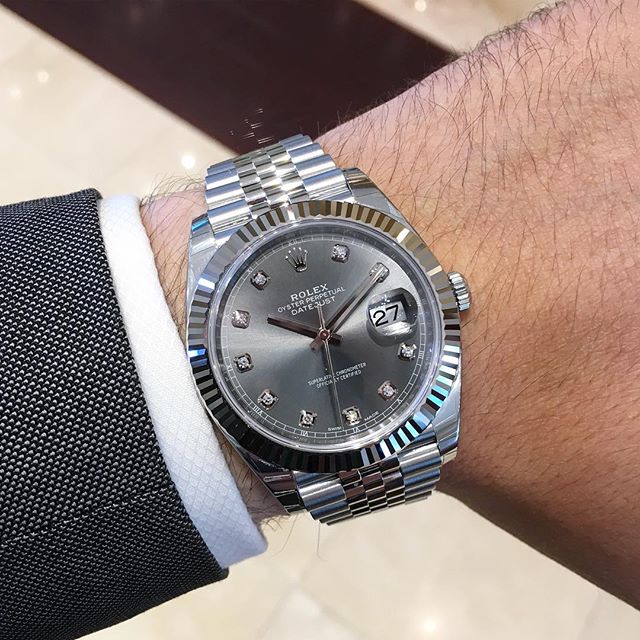Rolthtex DateJust 41 Rhodium Diamond Dial 126334 Steel & 18k White Gold