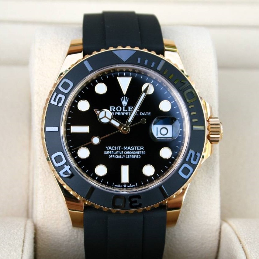 Yachtmaster Yellow Gold Oysterflex Bracelet Mens Watch 226658 42mm
