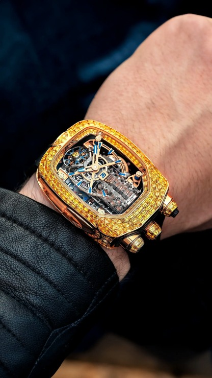 Bugthtatti Chiron Tourbillon Baguette |  Yellow Sapphires Jacthtob & Co.