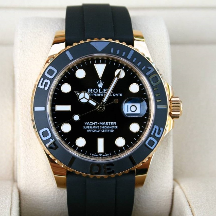 Yachtmaster Yellow Gold Oysterflex Bracelet Mens Watch 226658 42mm