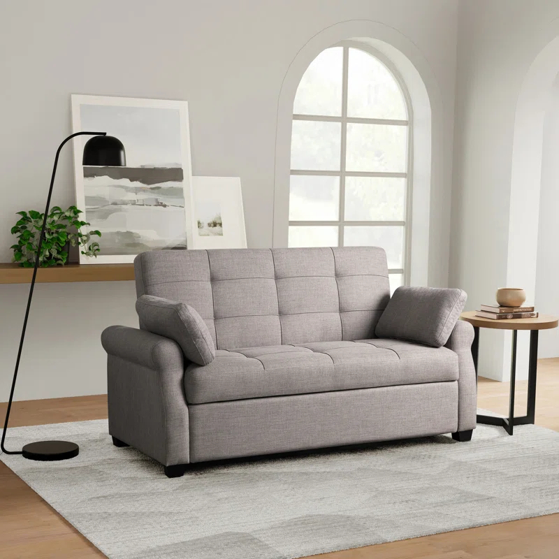 Serta Sabrina 72.6'' Queen Rolled Arm Tufted Back Convertible Sleeper Sofa with Cushions
