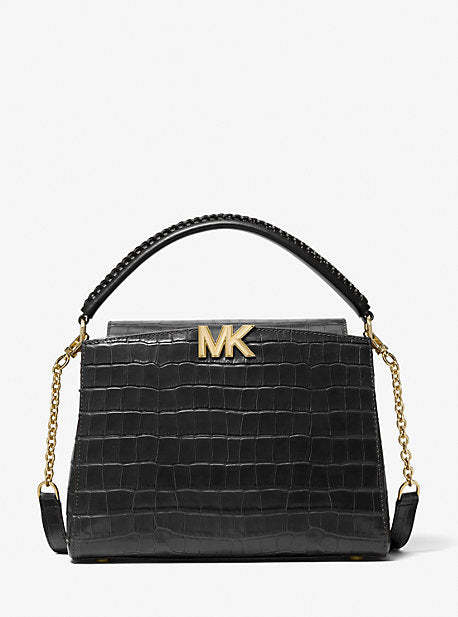 Karlie Medium Crocodile Embossed Leather Satchel
