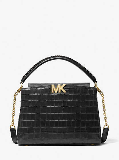 Karlie Medium Crocodile Embossed Leather Satchel