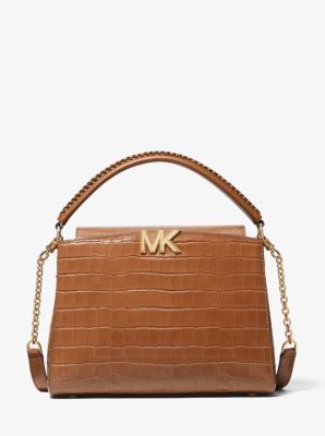Karlie Medium Crocodile Embossed Leather Satchel