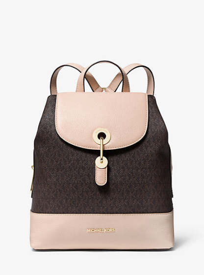 Raven Medium Logo and Pebbled Leather Backpack