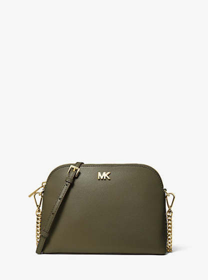 Large Crossgrain Leather Dome Crossbody Bag