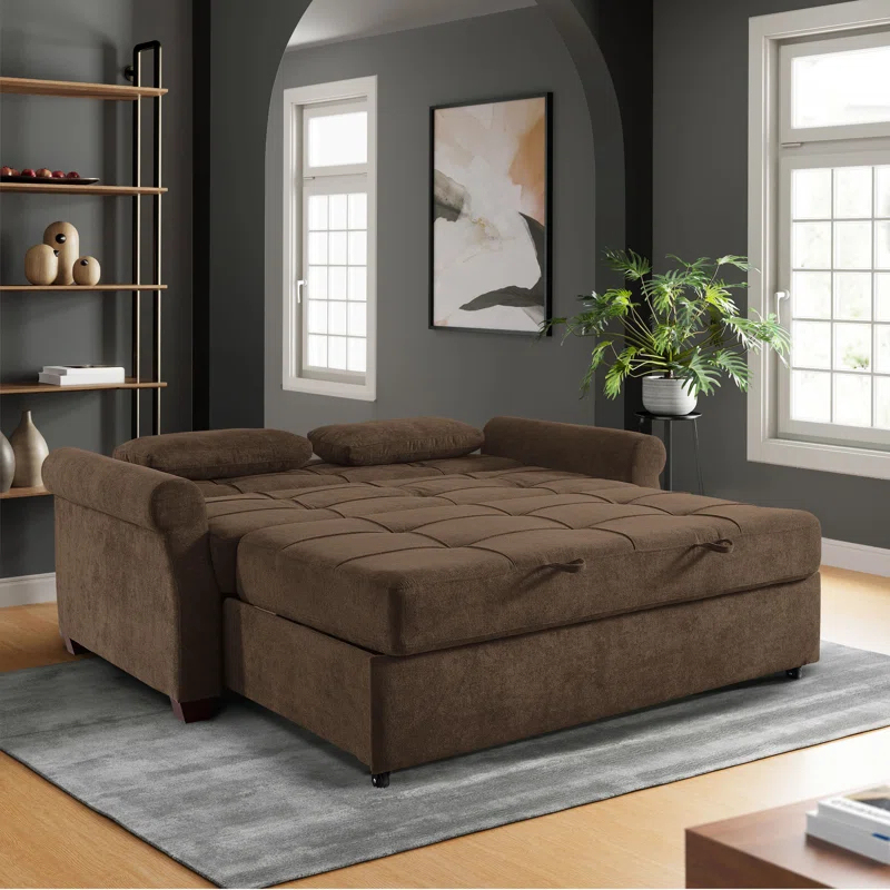 Serta Sabrina 72.6'' Queen Rolled Arm Tufted Back Convertible Sleeper Sofa with Cushions