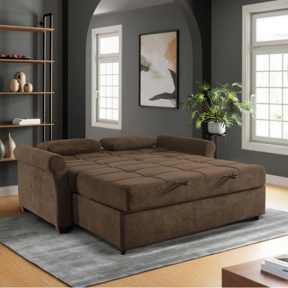 Serta Sabrina 72.6'' Queen Rolled Arm Tufted Back Convertible Sleeper Sofa with Cushions