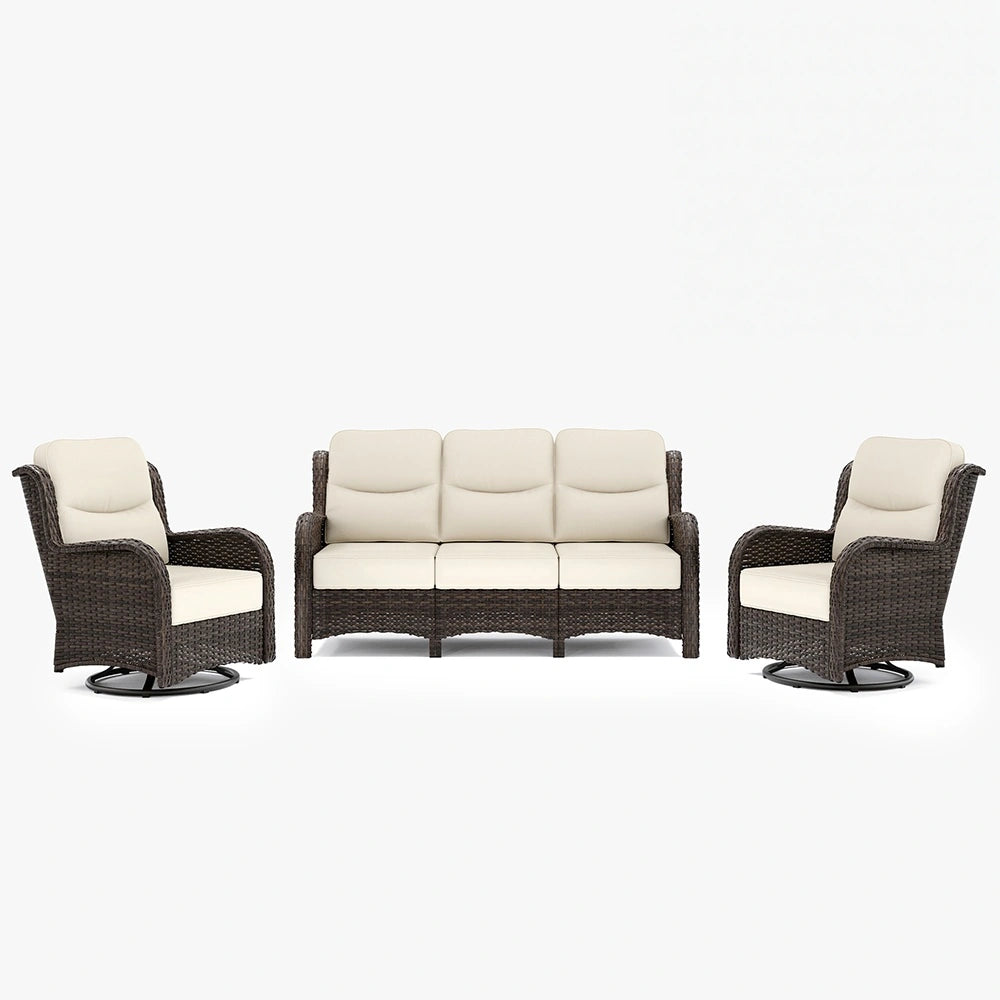 Hawthorne 5 Seater Patio Rattan Sofa Set with Swivel Chairs