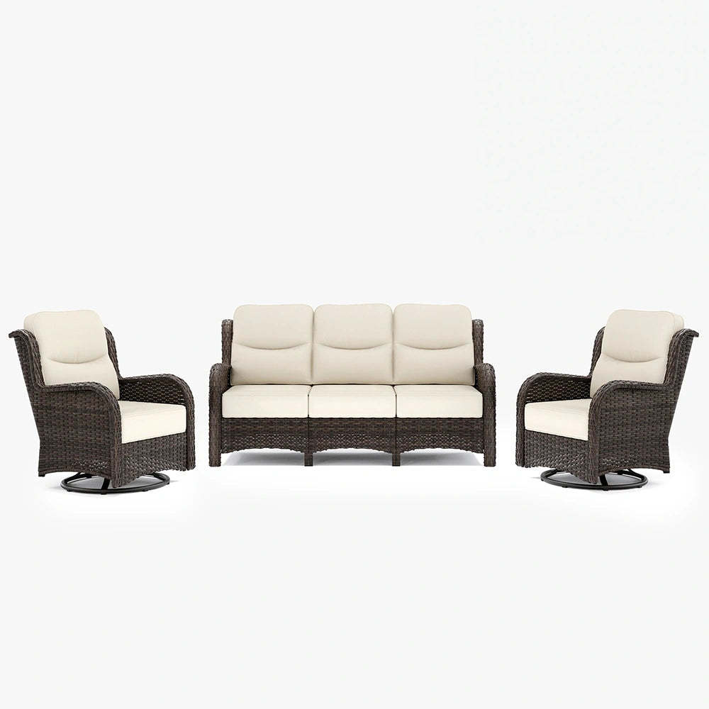 Hawthorne 5 Seater Patio Rattan Sofa Set with Swivel Chairs
