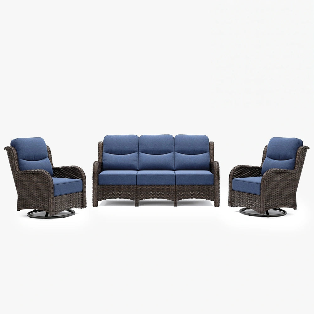 Hawthorne 5 Seater Patio Rattan Sofa Set with Swivel Chairs