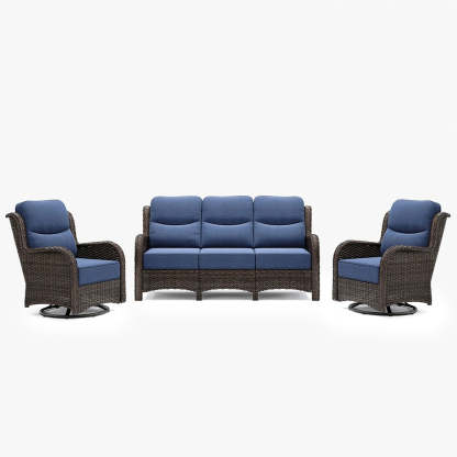 Hawthorne 5 Seater Patio Rattan Sofa Set with Swivel Chairs