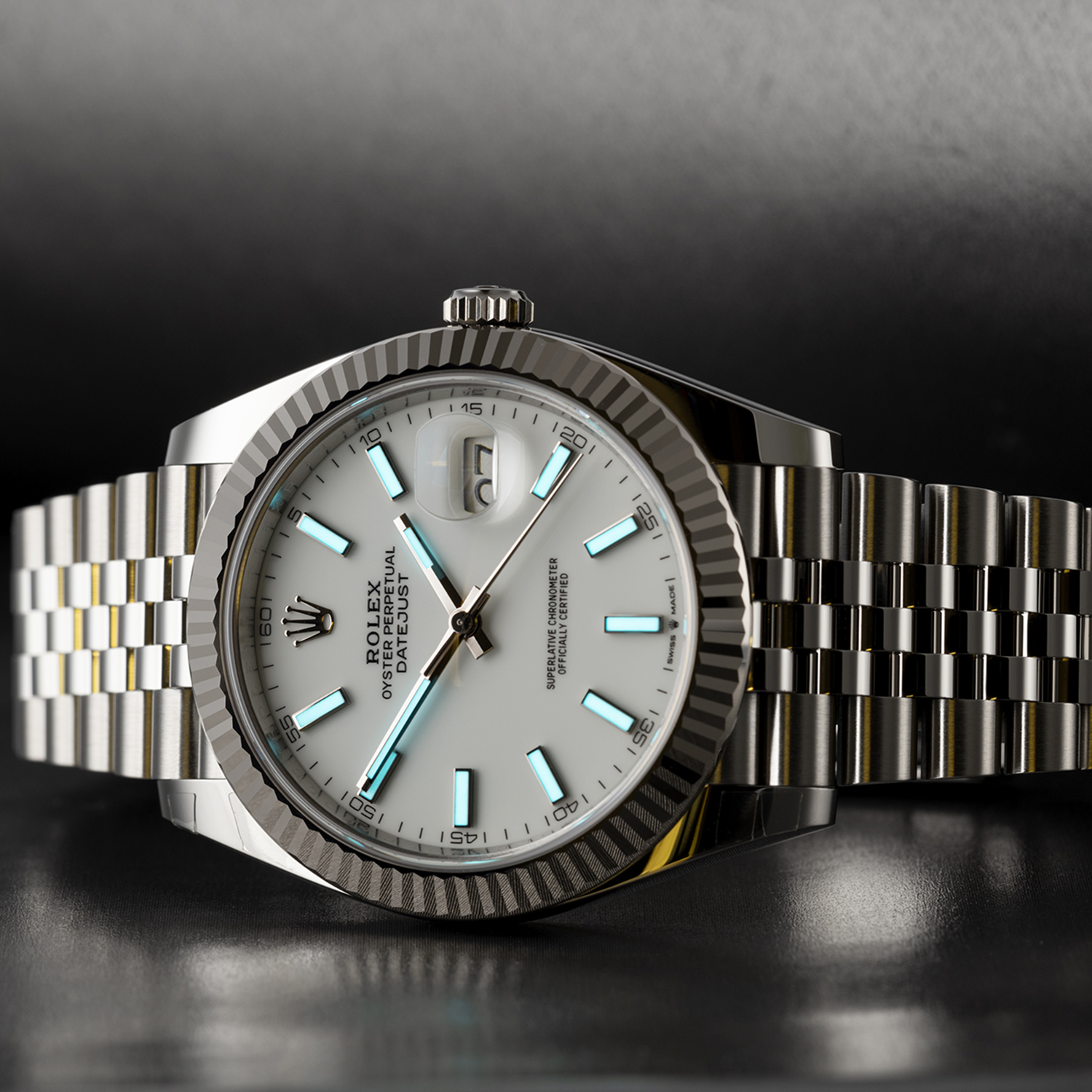 Rolthtex Datejust 41 Oystersteel and 18K White Gold 41 mm White Dial 126334-0010