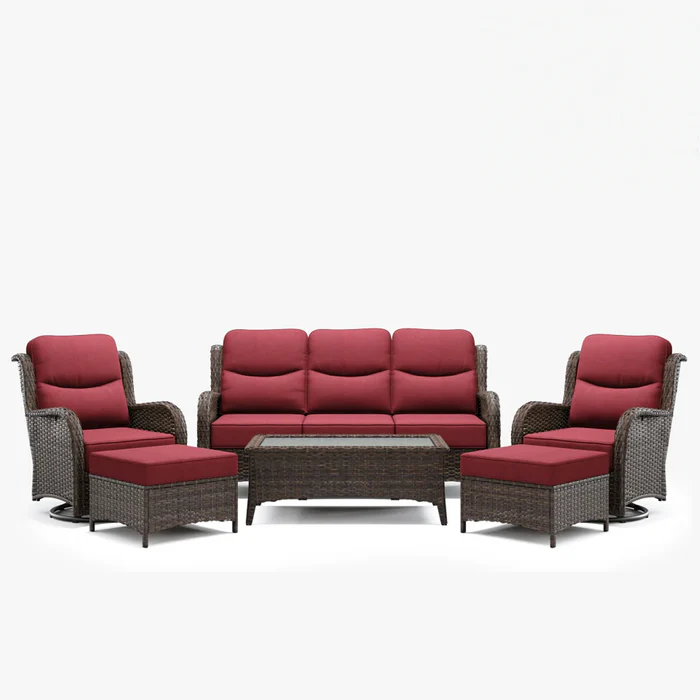 Hawthorne 5 Seater Patio Rattan Sofa Set with Swivel Chairs
