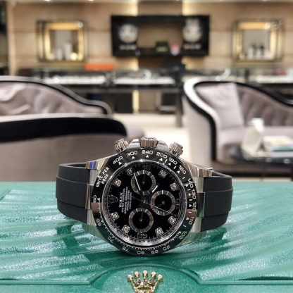 rolthtex Daytona White Gold Black Dial Oysterflex Strap 116519LN-0025