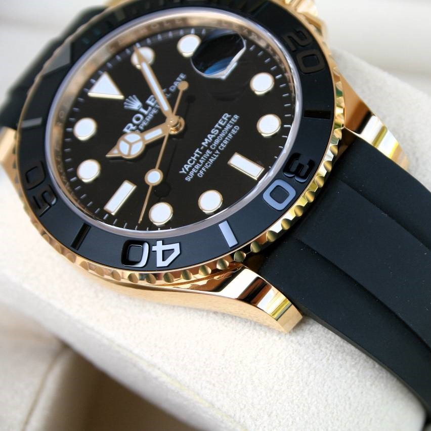 Yachtmaster Yellow Gold Oysterflex Bracelet Mens Watch 226658 42mm