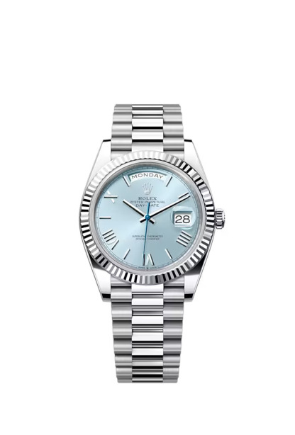 rolthtex Oyster Perpetual Day-Date President 40mm in Platinum with Ice-Blue Dial Men's Watch 228236-0012 Unworn