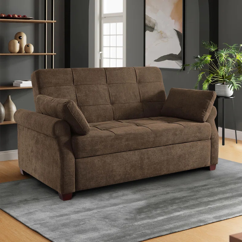 Serta Sabrina 72.6'' Queen Rolled Arm Tufted Back Convertible Sleeper Sofa with Cushions