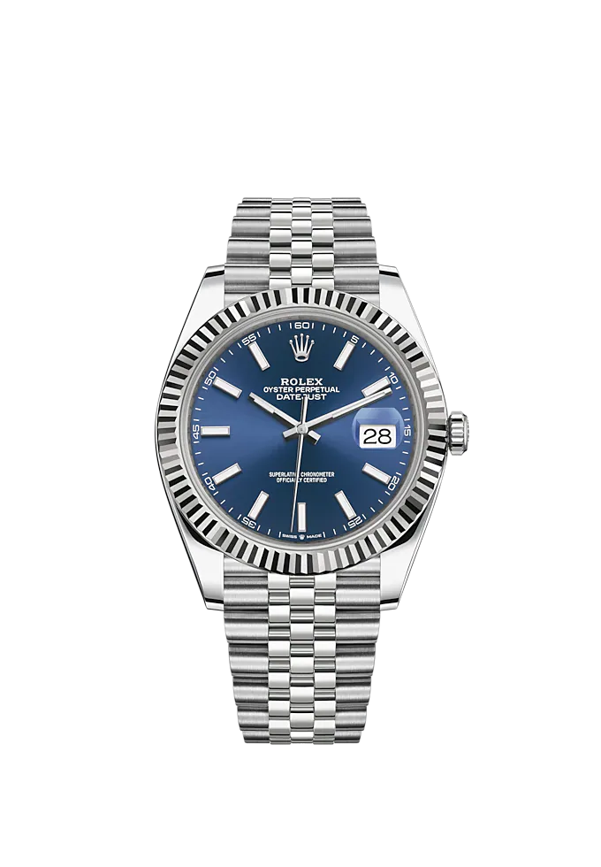 Rolthtex Datejust 41mm Oystersteel and white gold Bright Blue Dial 126334-0002