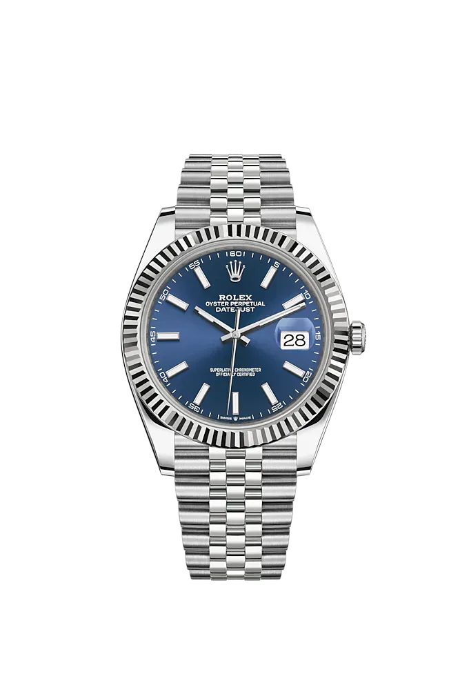 Rolthtex Datejust 41mm Oystersteel and white gold Bright Blue Dial 126334-0002