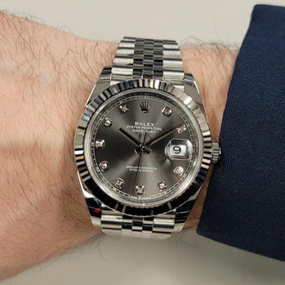 Rolthtex DateJust 41 Rhodium Diamond Dial 126334 Steel & 18k White Gold