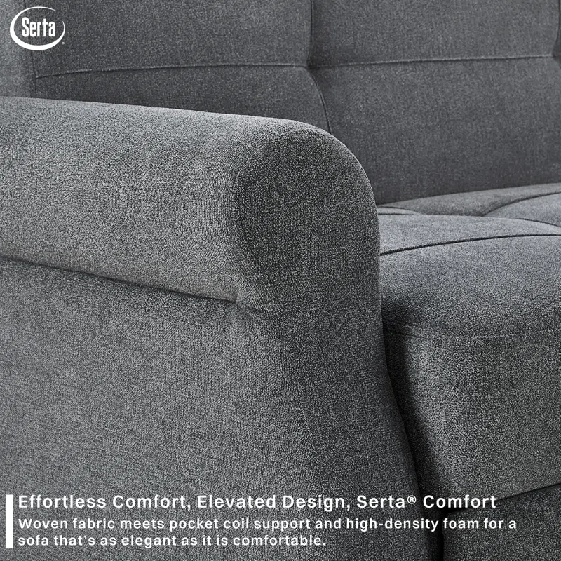 Serta Sabrina 72.6'' Queen Rolled Arm Tufted Back Convertible Sleeper Sofa with Cushions
