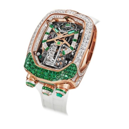 Bugthtatti Chiron Tourbillon Baguette |  Rose Gold (Diamonds & Tsavorites) Jacthtob & Co.