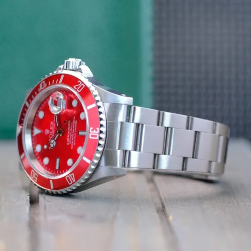 ROLthtEX SUBMARINER DATE MENS WATCH STEEL RED DIAL RED INSERT OYSTER 40MM 16610