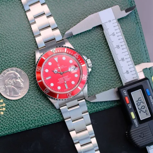 ROLthtEX SUBMARINER DATE MENS WATCH STEEL RED DIAL RED INSERT OYSTER 40MM 16610