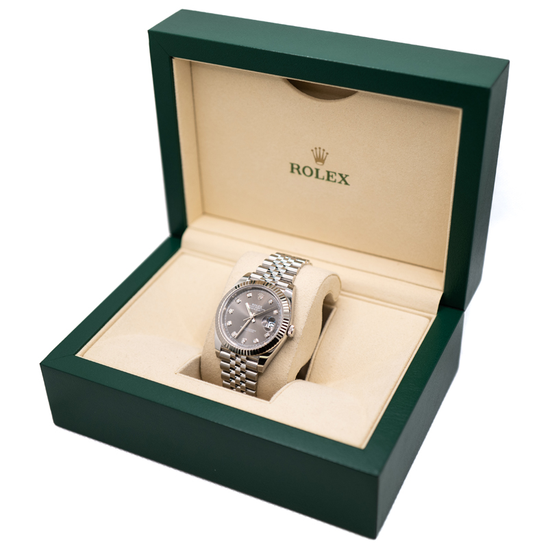 Rolthtex DateJust 41 Rhodium Diamond Dial 126334 Steel & 18k White Gold
