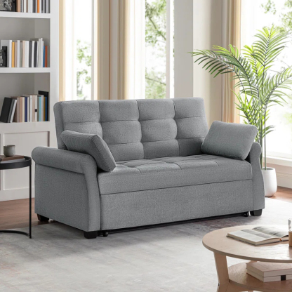 Serta Sabrina 72.6'' Queen Rolled Arm Tufted Back Convertible Sleeper Sofa with Cushions
