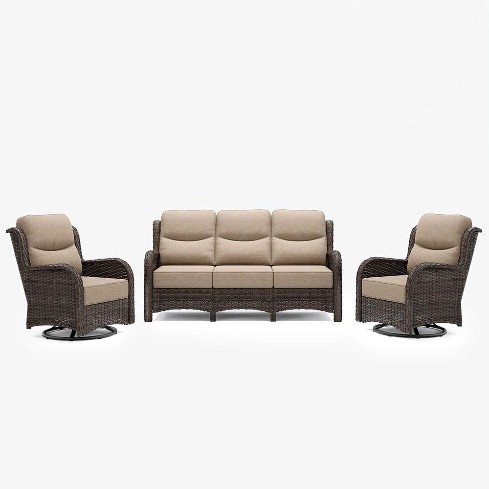 Hawthorne 5 Seater Patio Rattan Sofa Set with Swivel Chairs